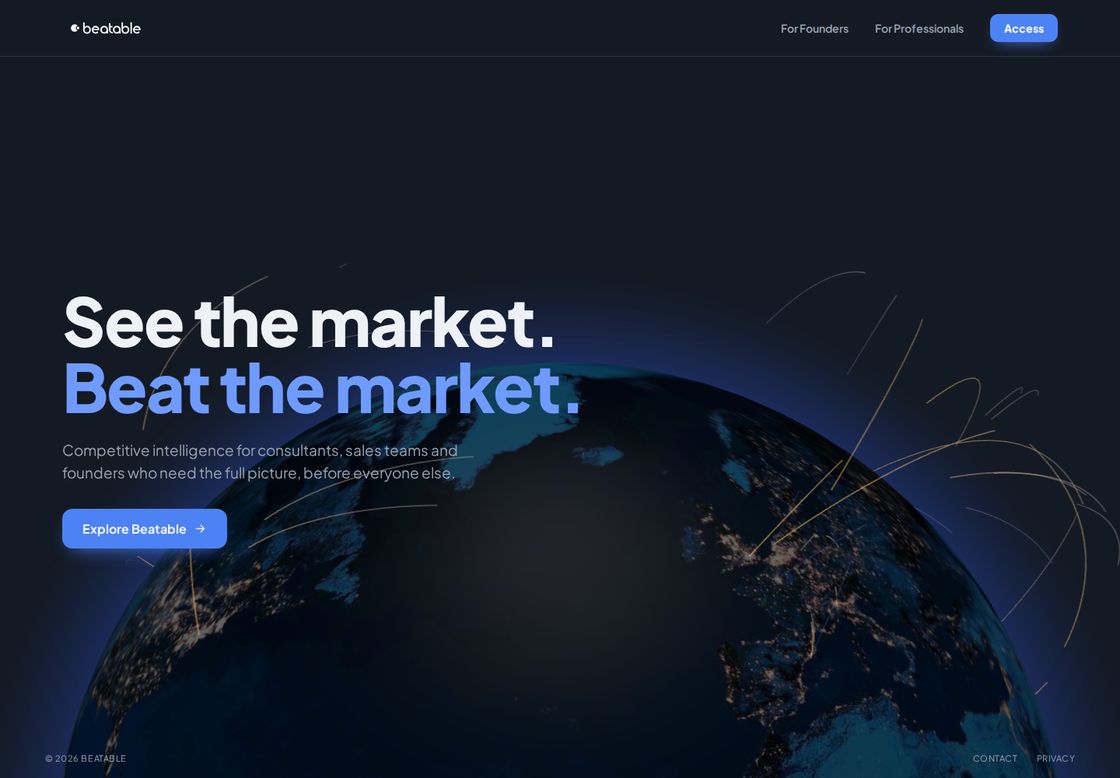 Beatable homepage, first screen