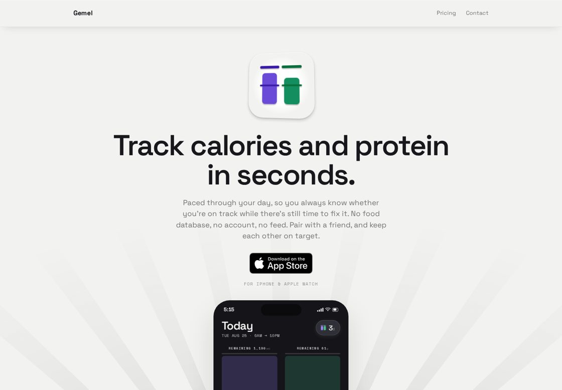 Gemel homepage, first screen