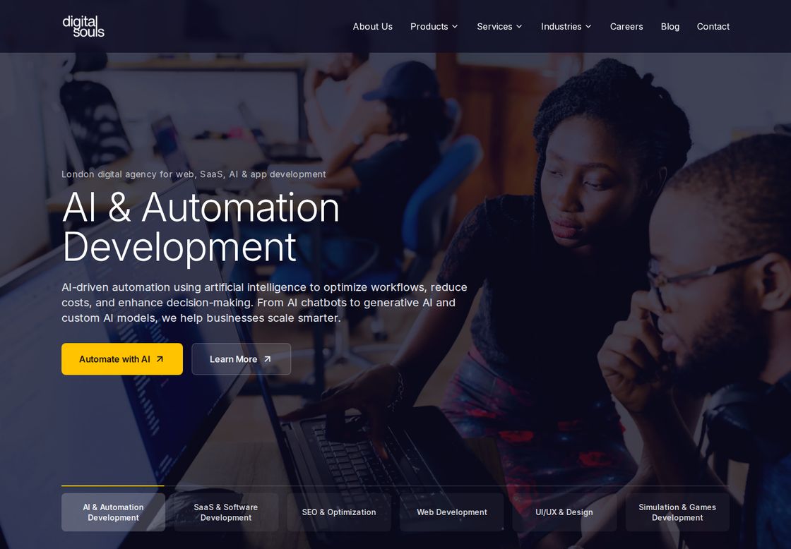 The Digital Souls homepage, first screen