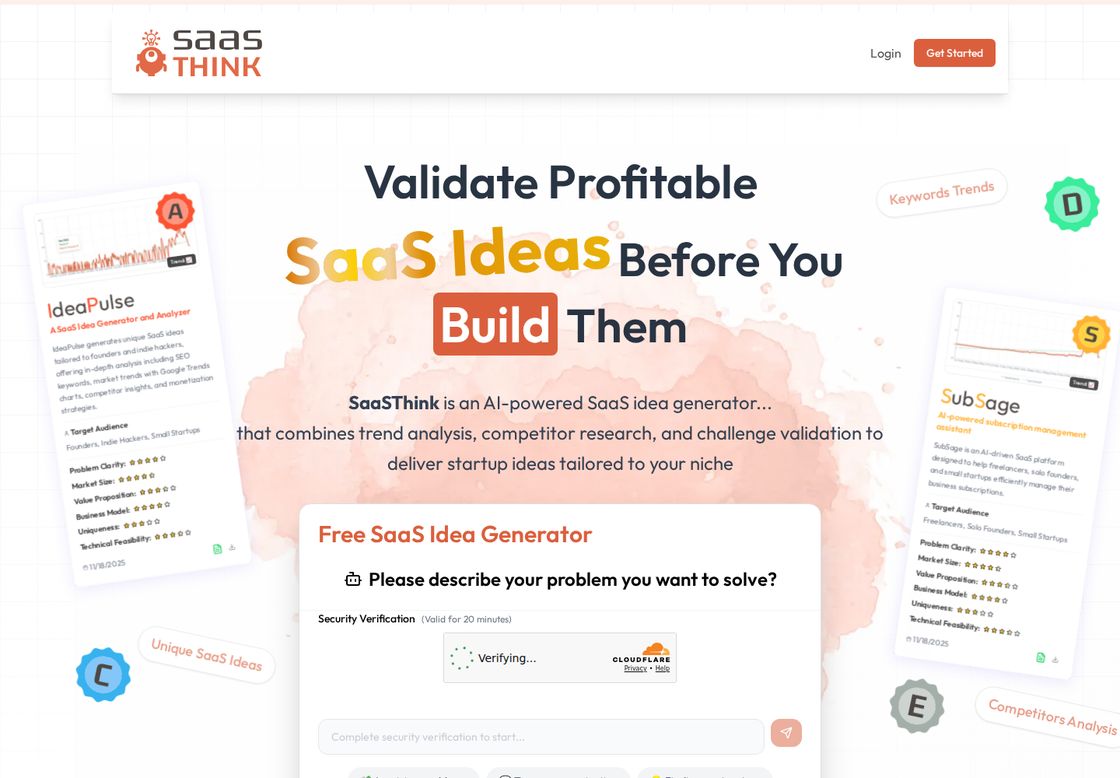 SaaSThink homepage, first screen