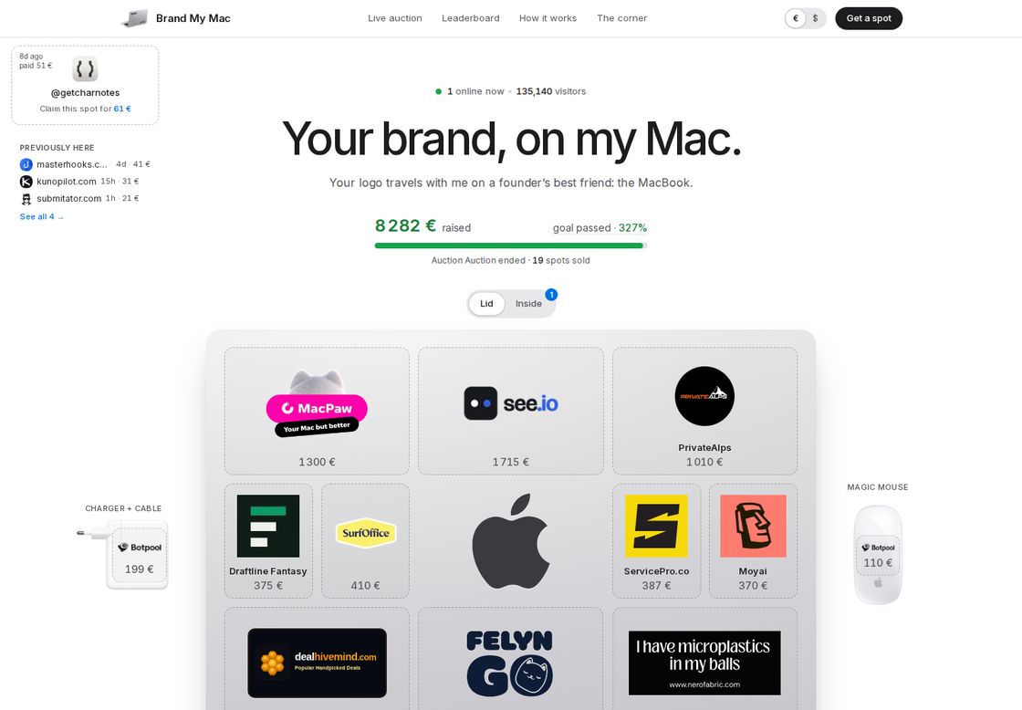 BrandMyMac homepage, first screen