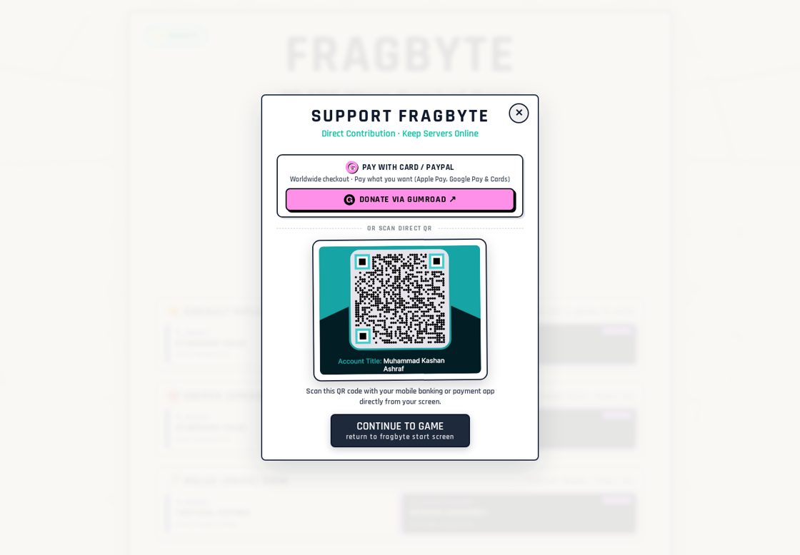 FRAGBYTE homepage, first screen