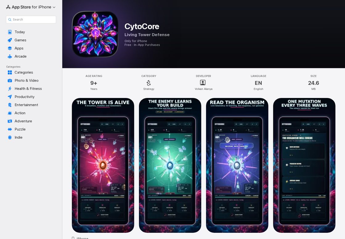 CytoCore homepage, first screen