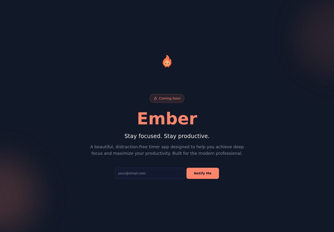 Ember homepage, first screen