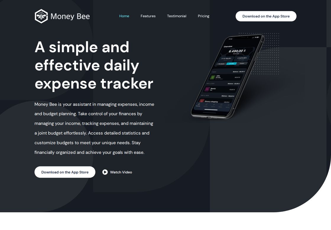 Money Bee homepage, first screen