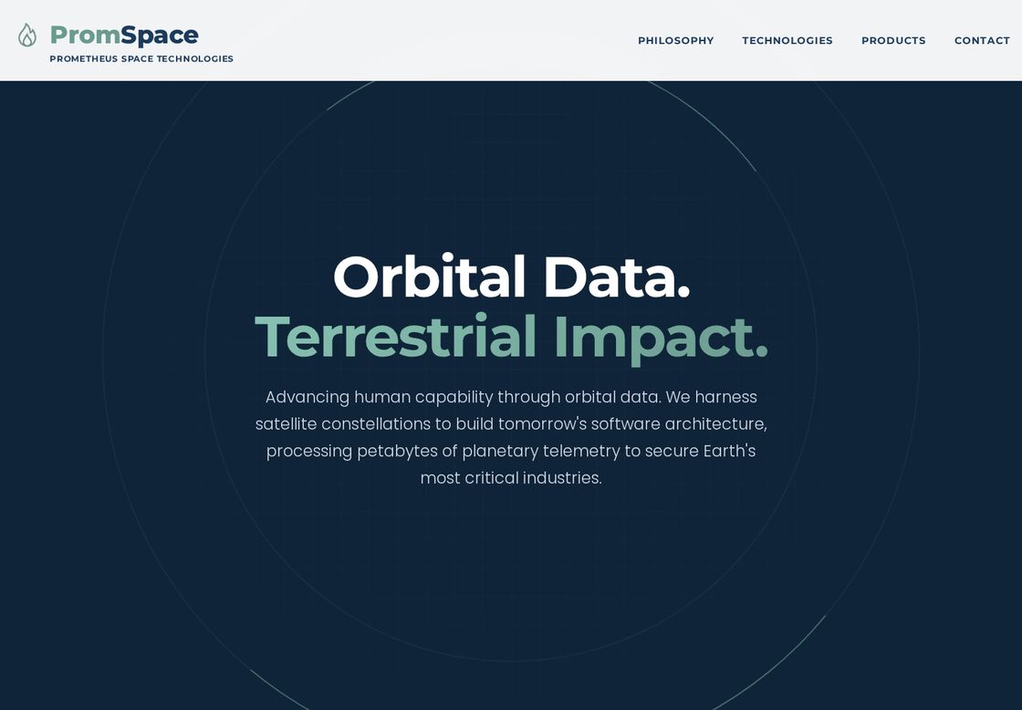 Promspace homepage, first screen