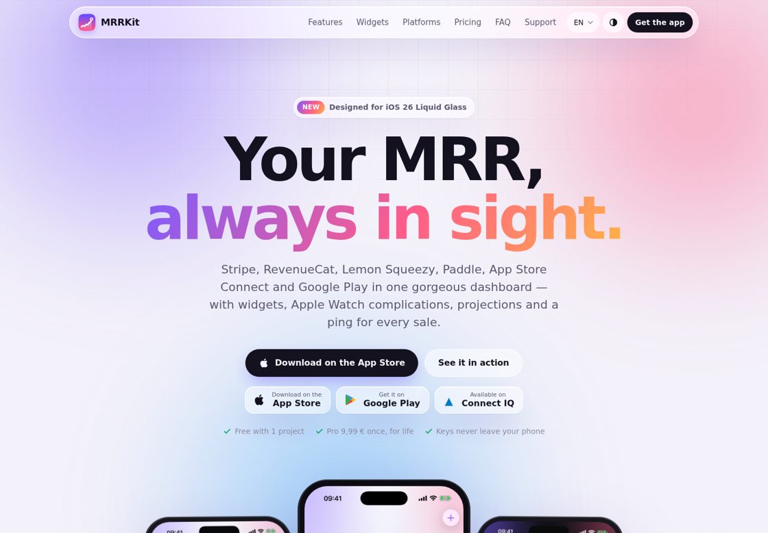 MRRKit homepage, first screen