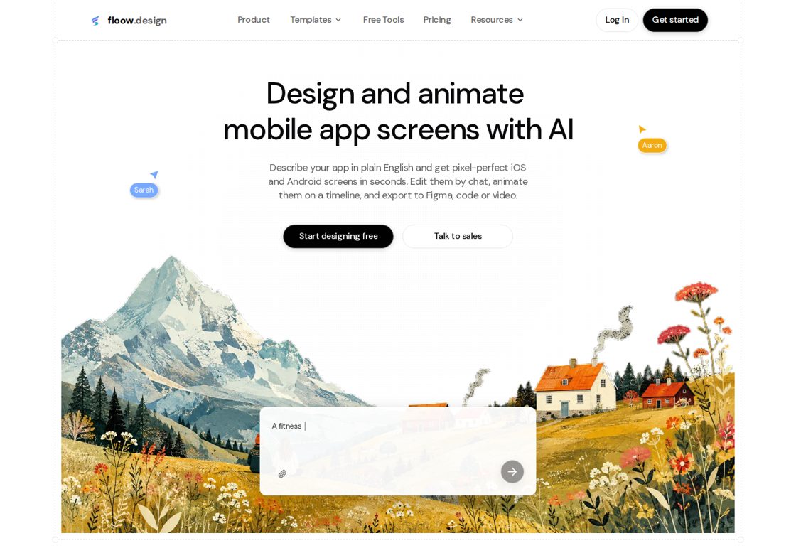 Floow homepage, first screen