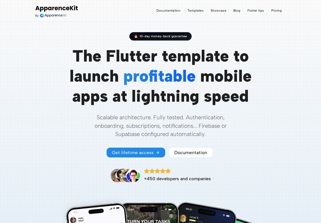 ApparenceKit homepage, first screen