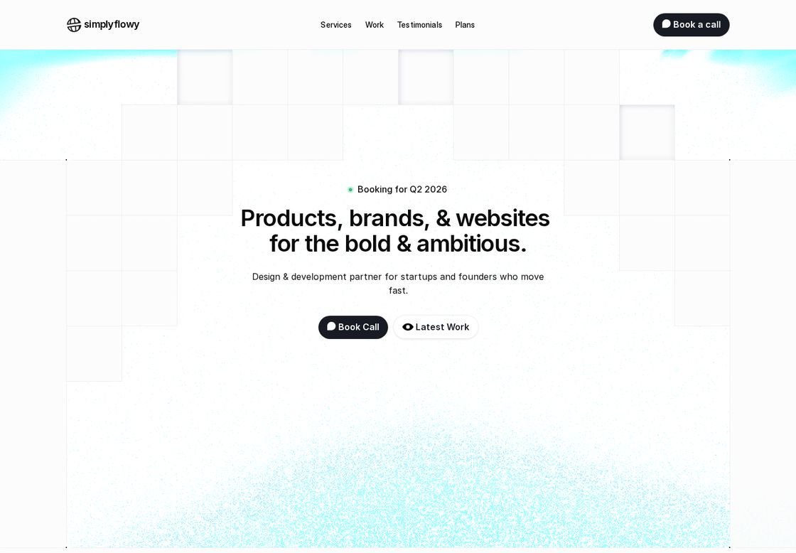 simplyflowy homepage, first screen