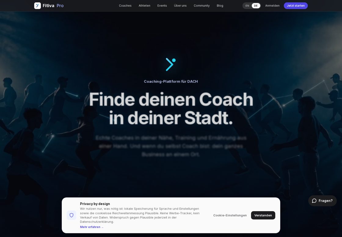Fitiva Pro homepage, first screen