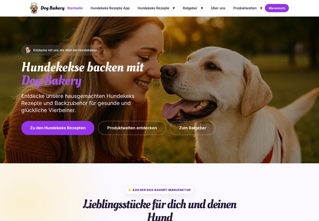 dog-bakery.de homepage, first screen