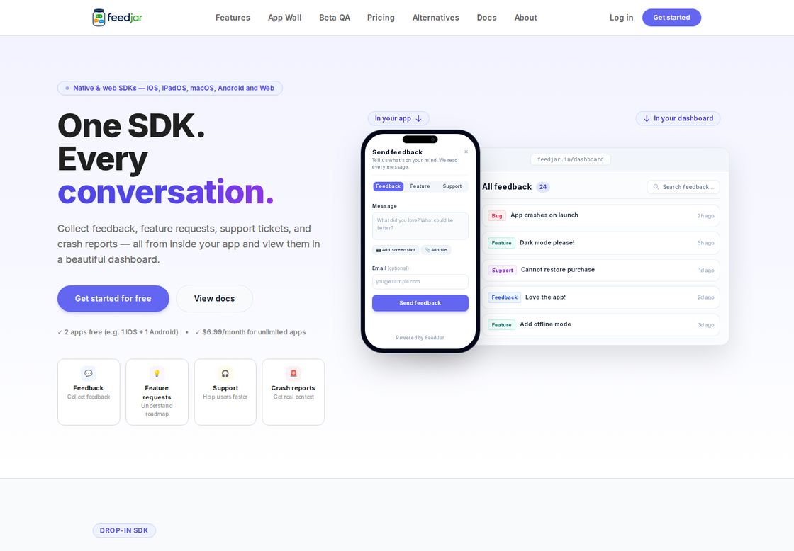 Feedjar homepage, first screen