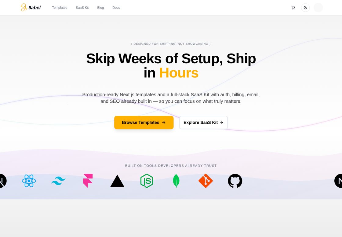 9abel homepage, first screen