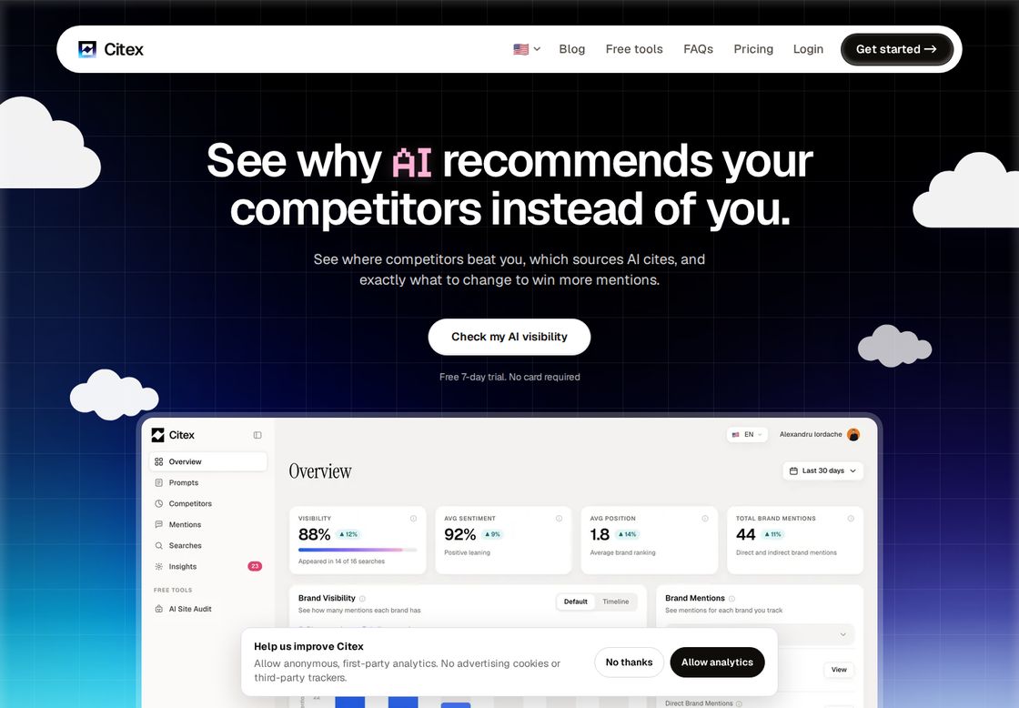 Citex homepage, first screen