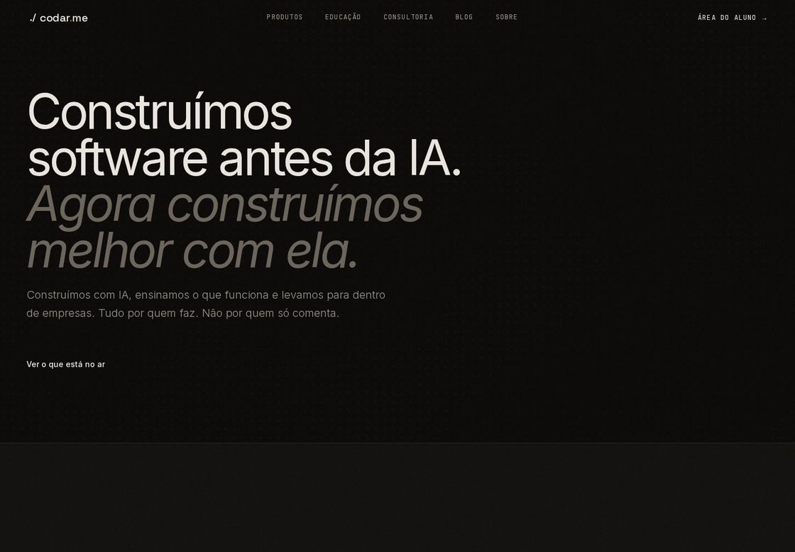 codar.me homepage, first screen