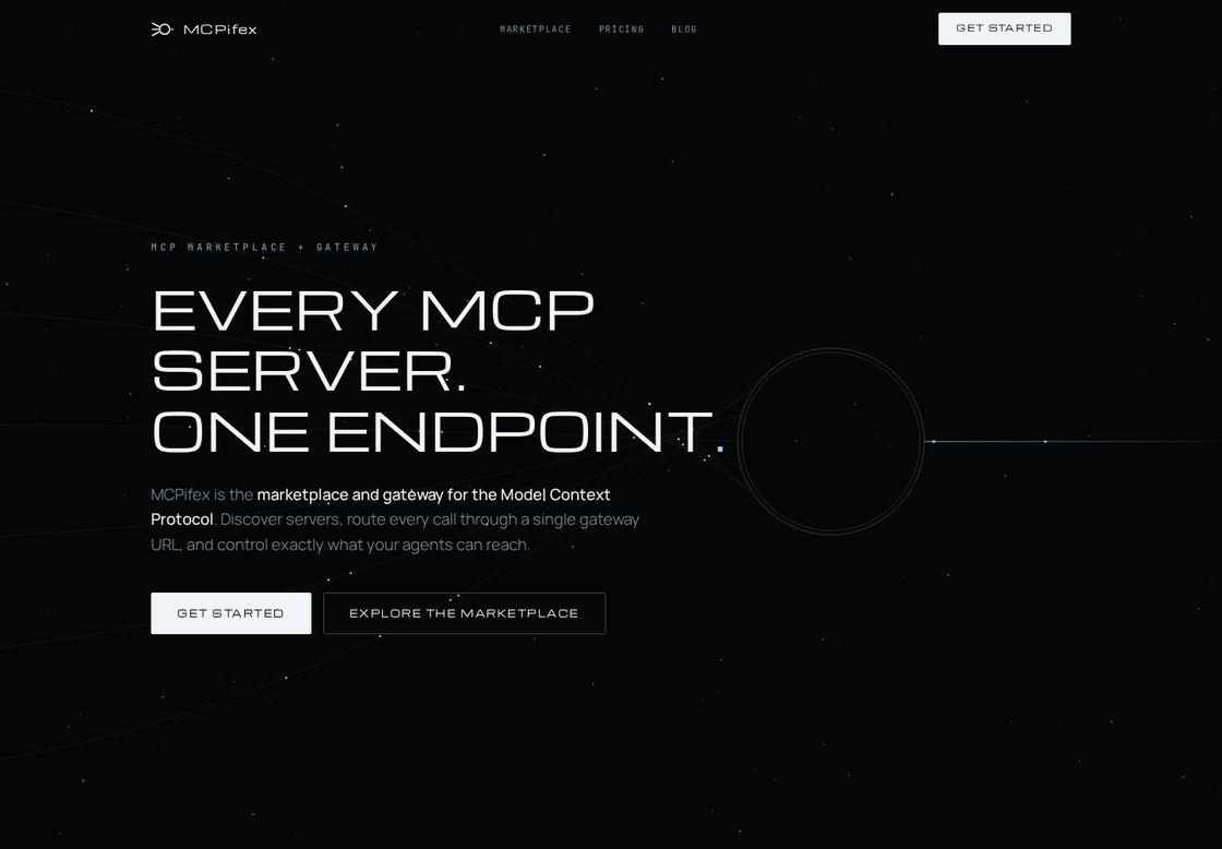 Mcpifex homepage, first screen