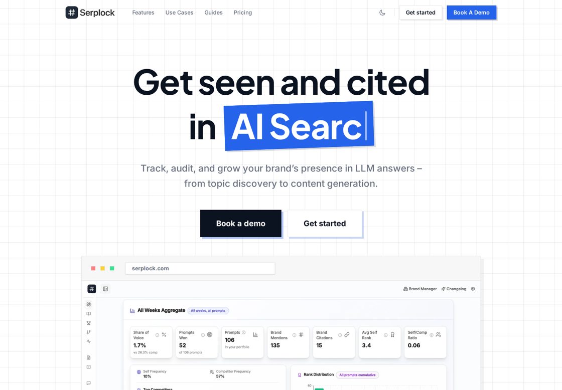 Serplock homepage, first screen