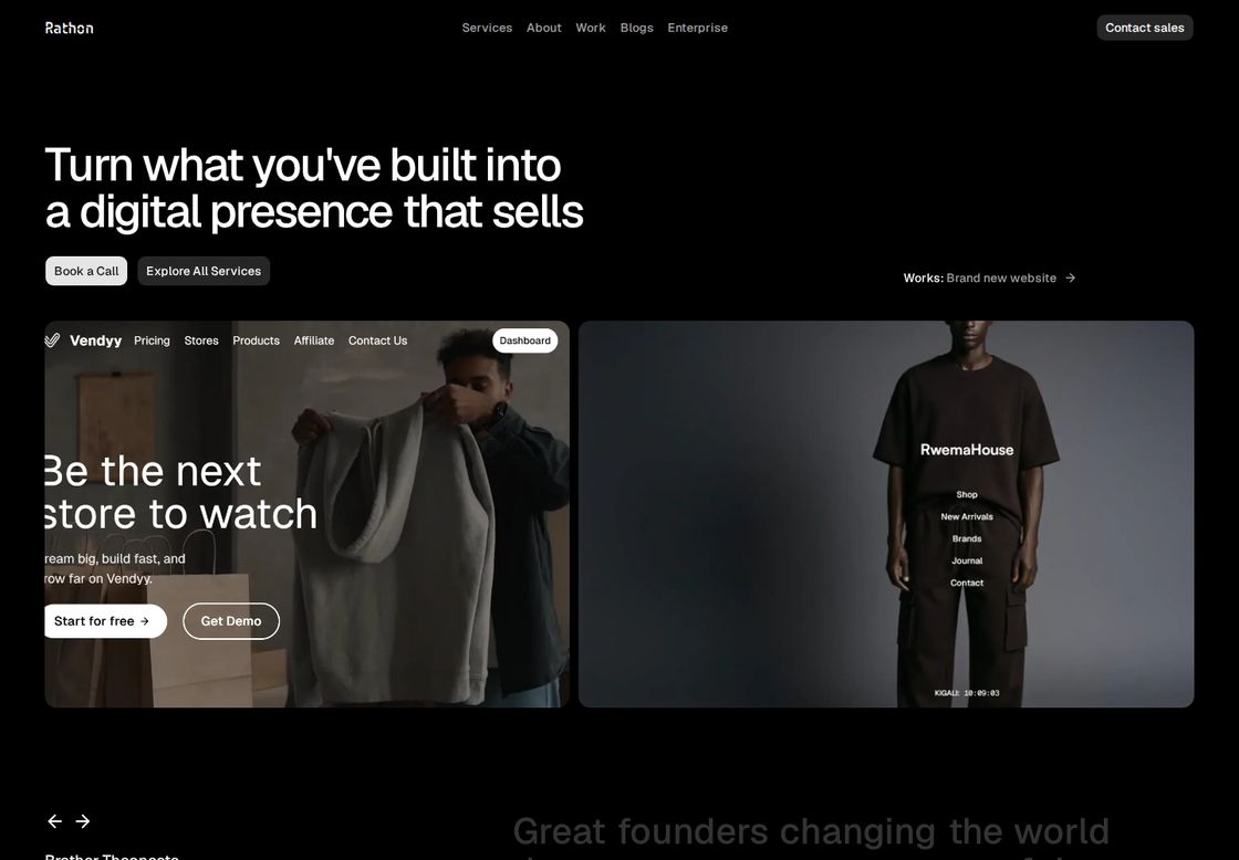 Rathon homepage, first screen