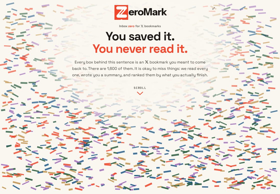 ZeroMark homepage, first screen