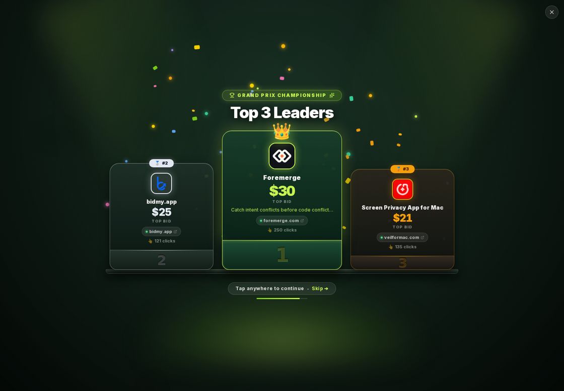 SpotYourBid homepage, first screen