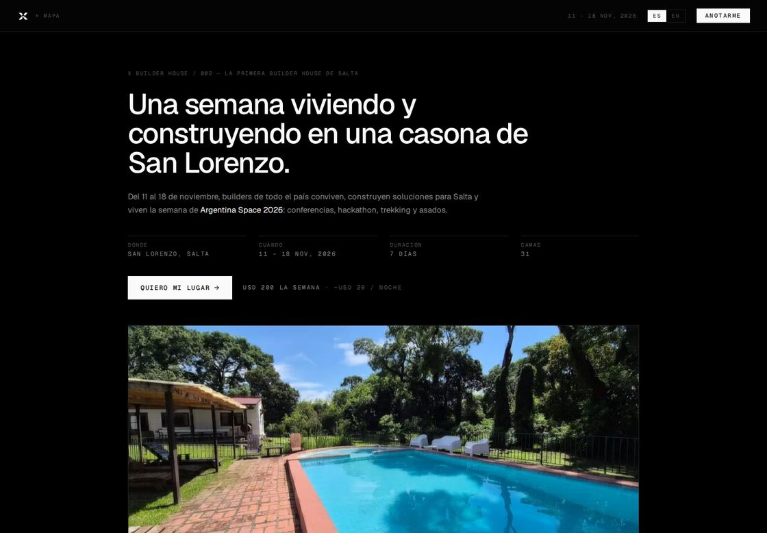 X Builder House homepage, first screen