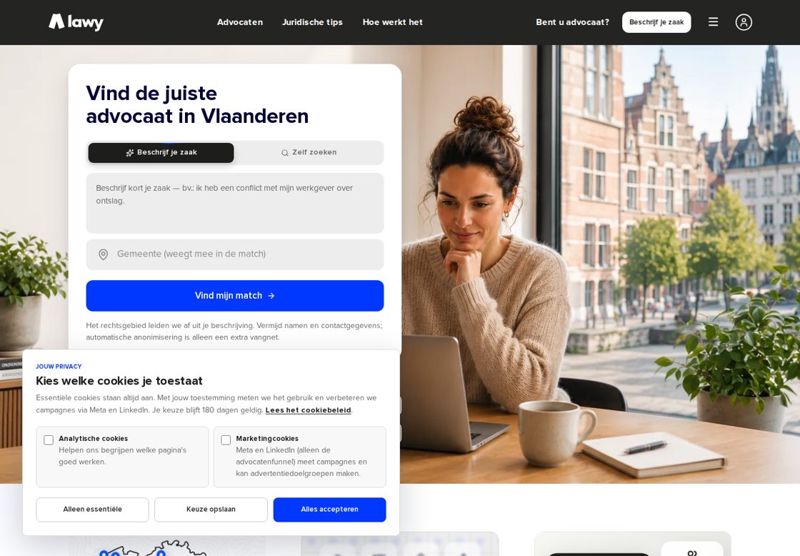 Lawy homepage, first screen