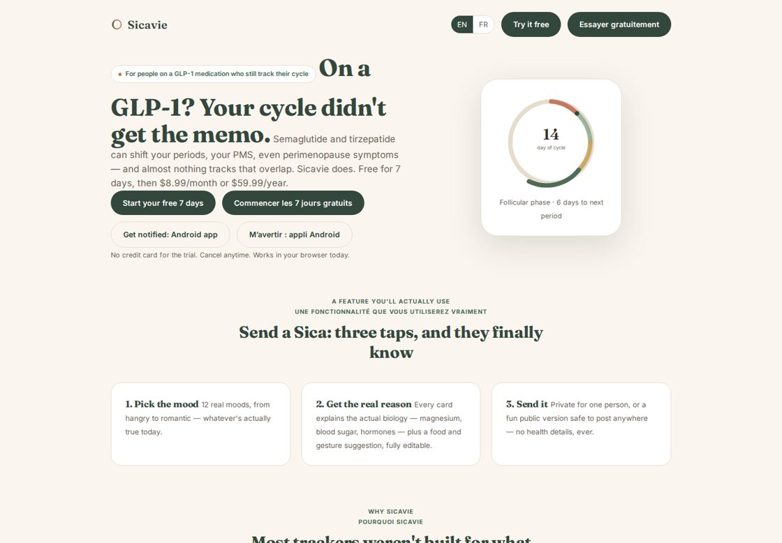 Sicavie homepage, first screen