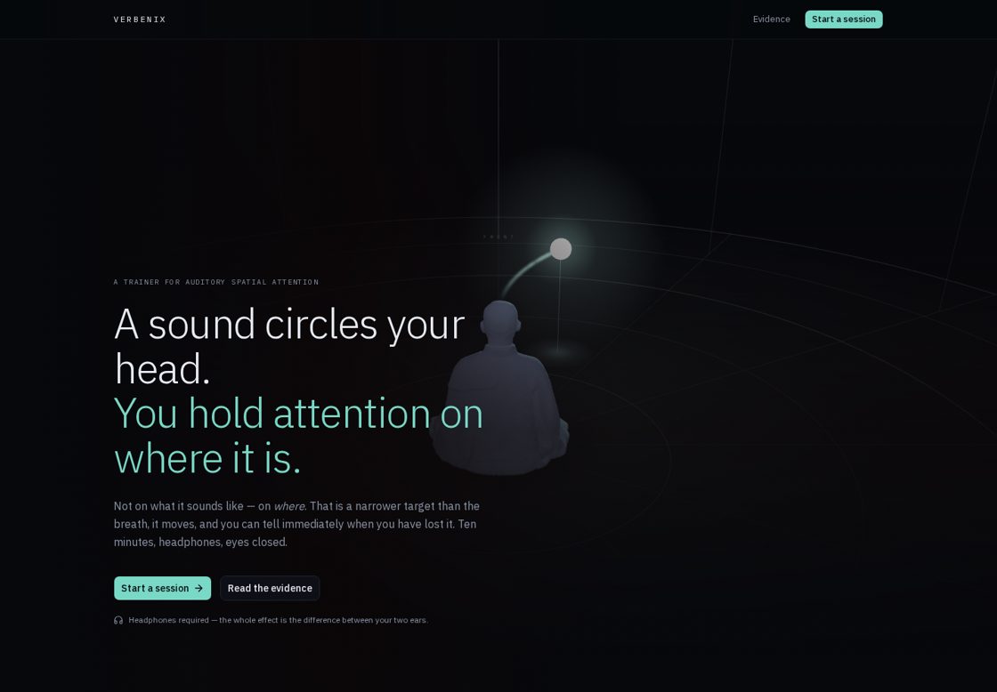 Verbenix homepage, first screen