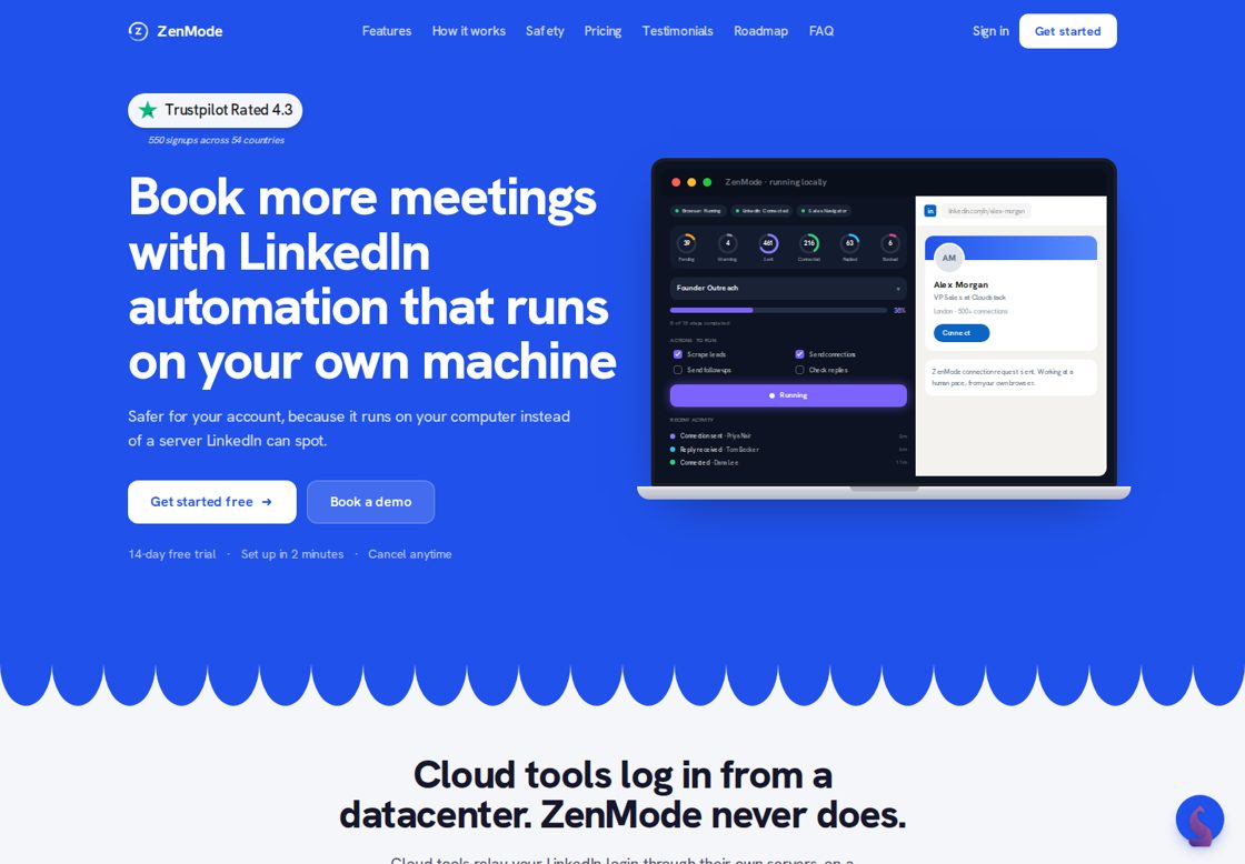 ZenMode homepage, first screen