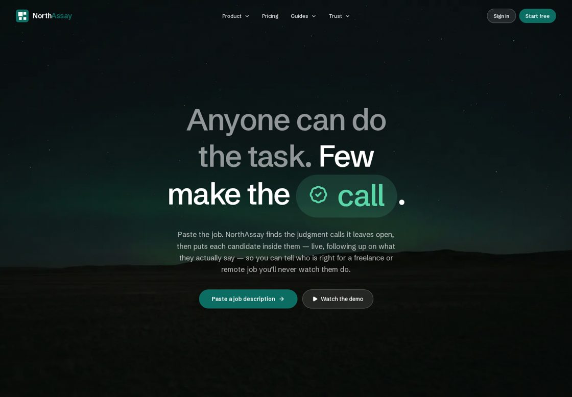 NorthAssay homepage, first screen