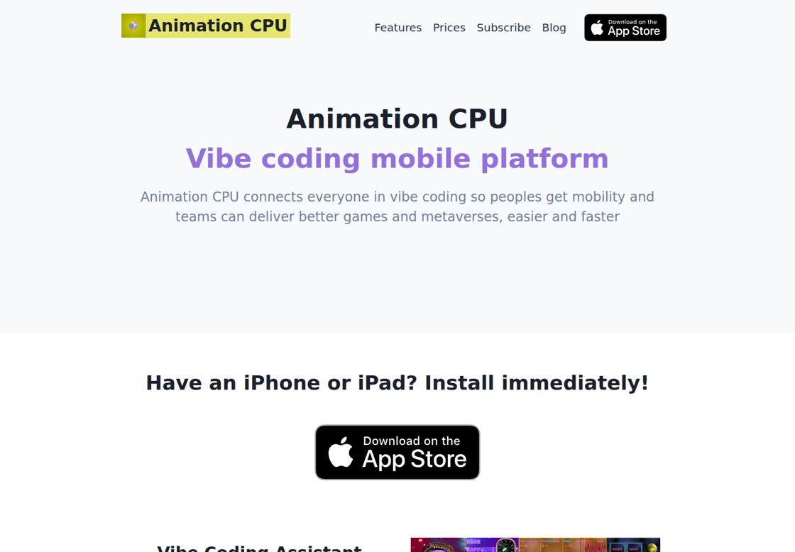 Animation CPU homepage, first screen