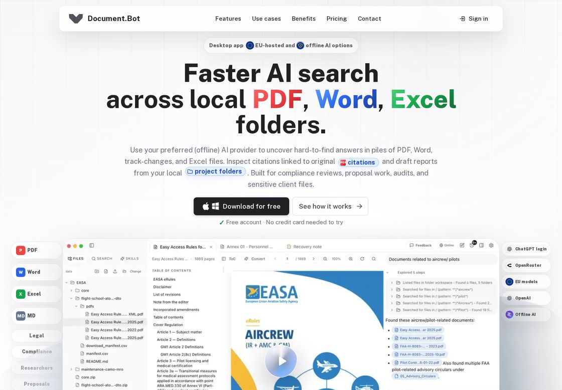 Document.Bot homepage, first screen