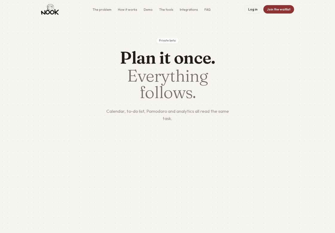 Nook homepage, first screen