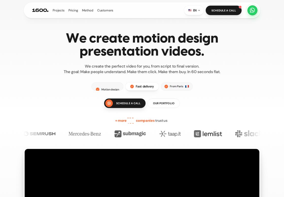 1600Agency homepage, first screen