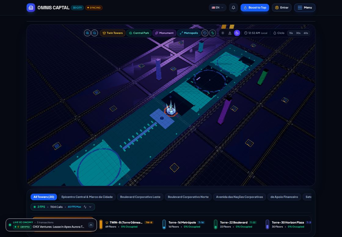 Omnis Captal homepage, first screen