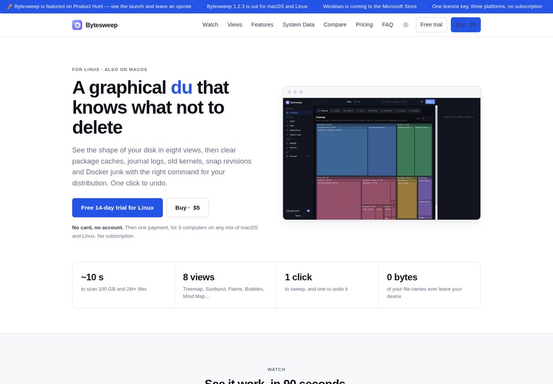 Bytesweep homepage, first screen