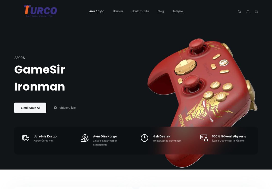 TURCO homepage, first screen