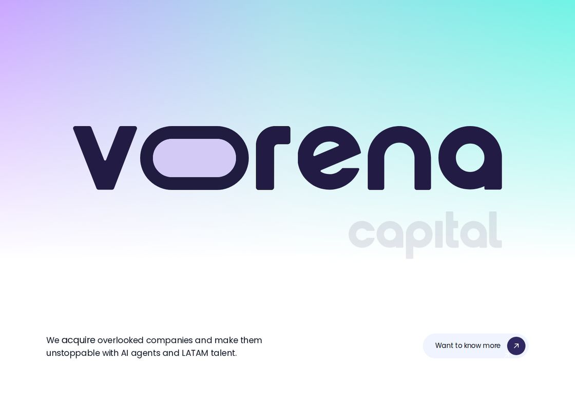 Vorena Capital homepage, first screen