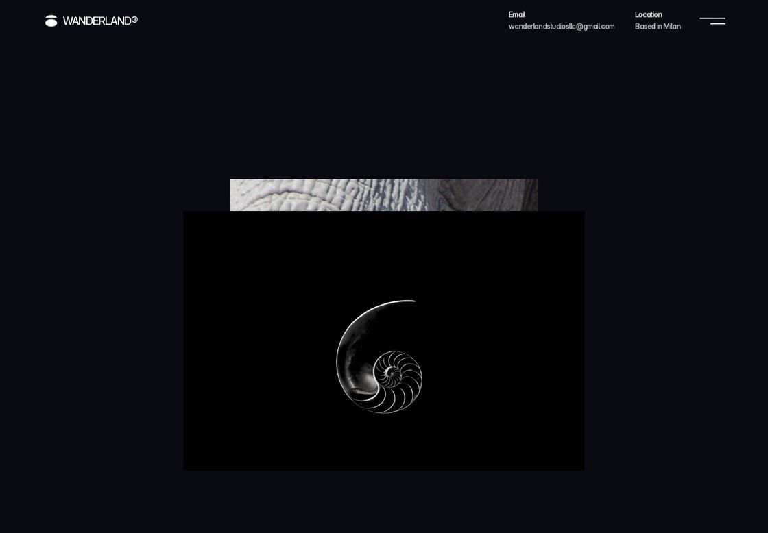Wanderland Studios homepage, first screen
