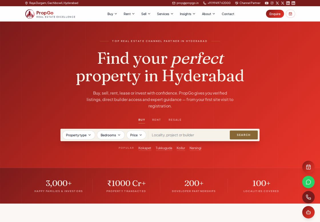 PropGo homepage, first screen