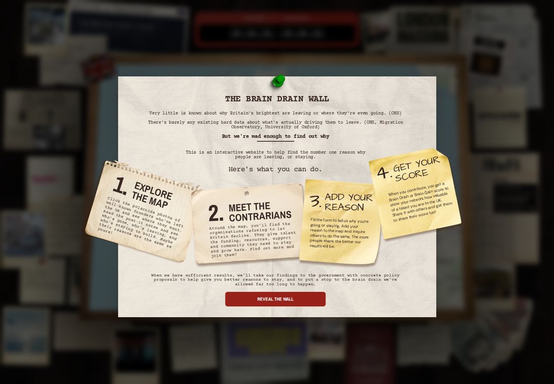 Brain Drain homepage, first screen