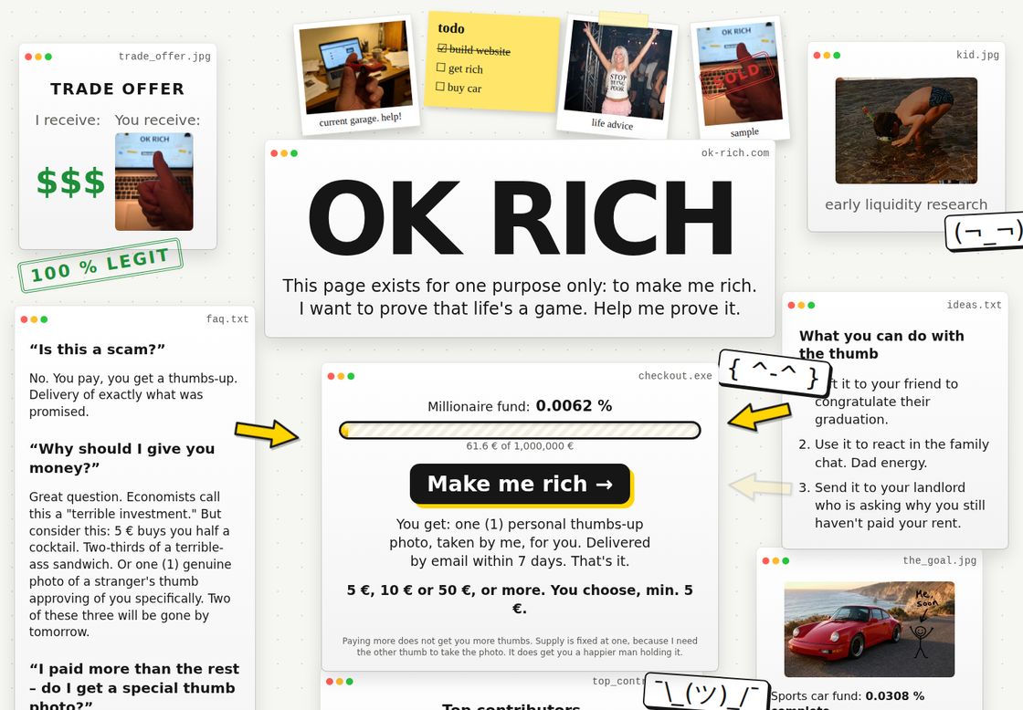 OK-Rich homepage, first screen