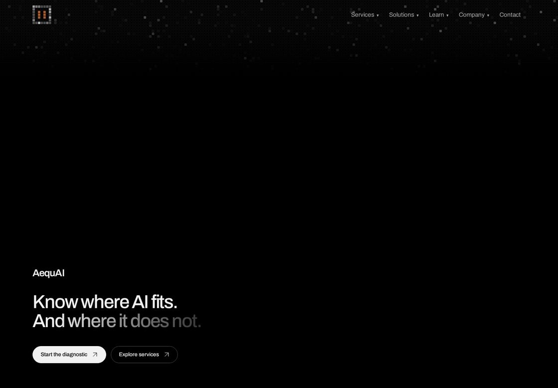 AequAI homepage, first screen