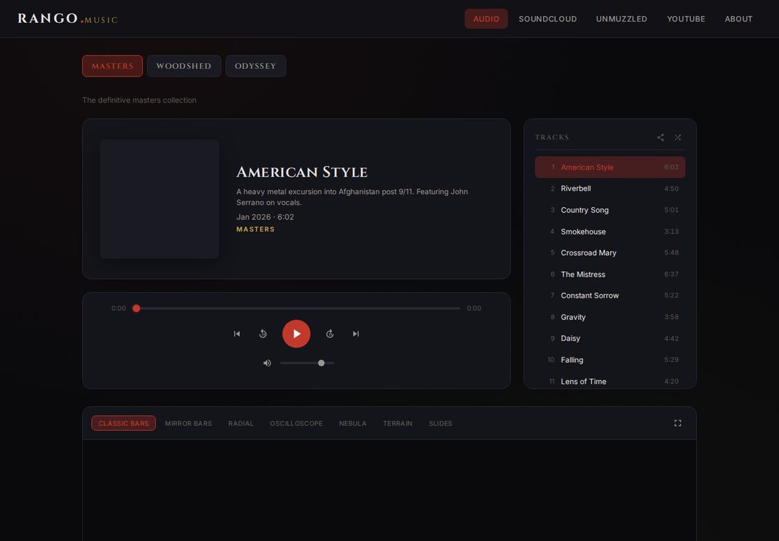 Rango Music homepage, first screen