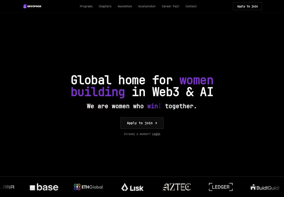 Dev3pack homepage, first screen