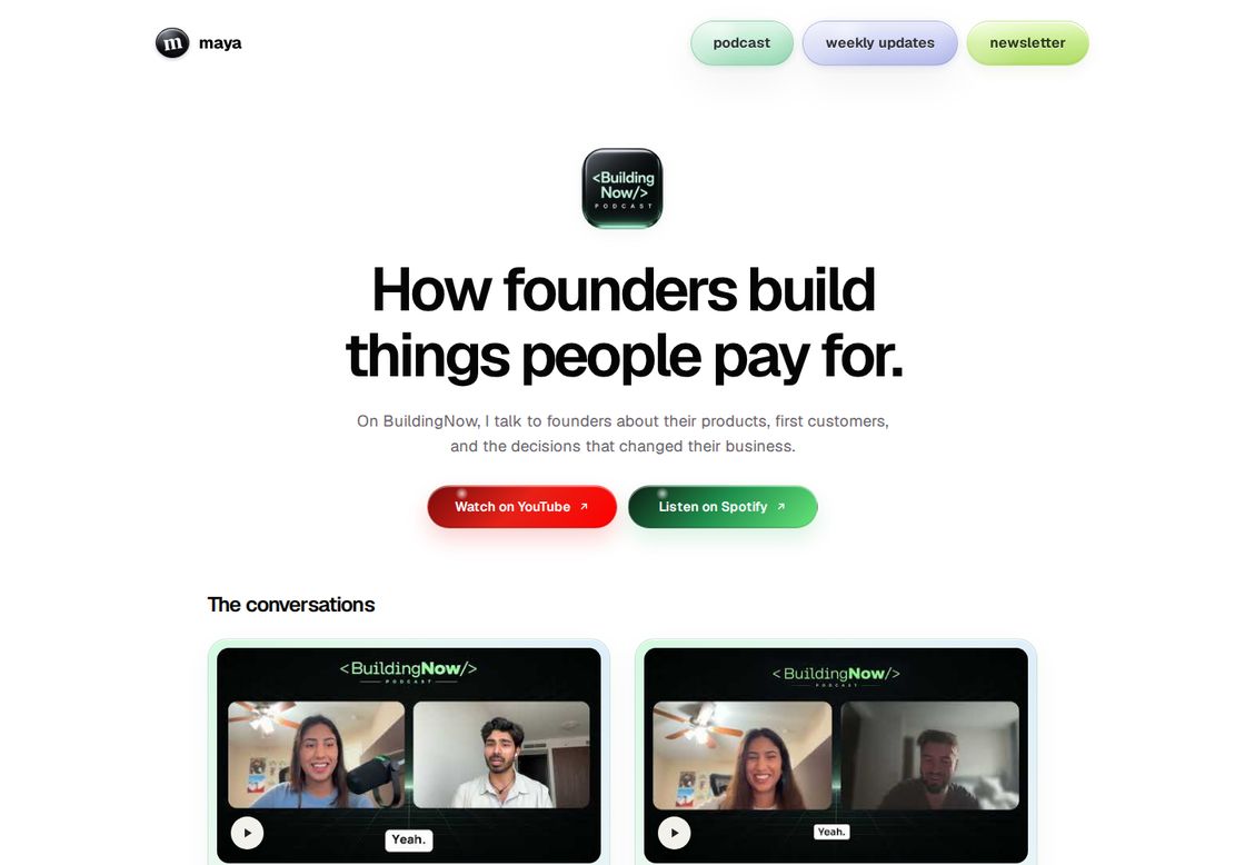 BuildingNow homepage, first screen